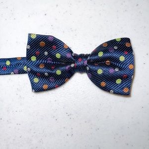 Blue Bow Tie w/Colorful Polka Dots
